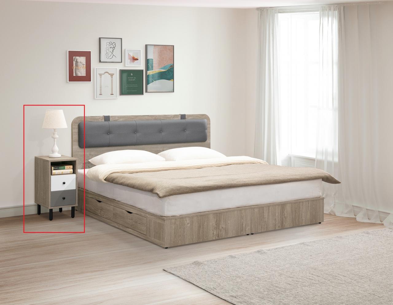 雨果床頭櫃 (炭燒色)